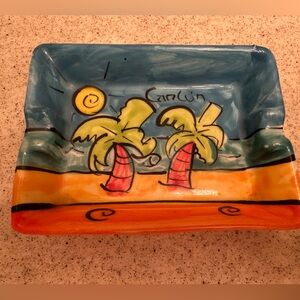 Ashtray souvenir Cancun Mexico hand painted ashtray ceramic vintage